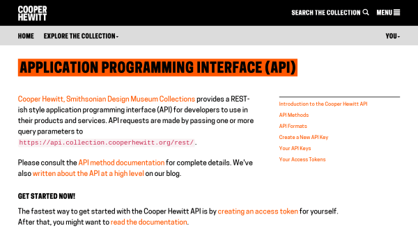 Cooper Hewitt's website screenshot