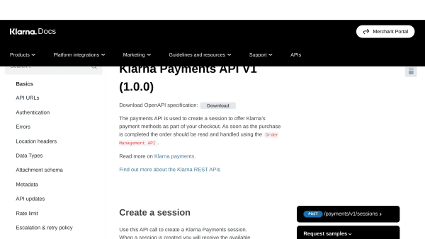 Klarna's website screenshot