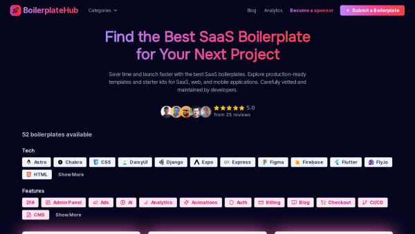 BoilerplateHub's website screenshot