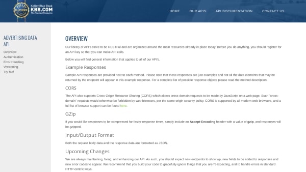 Kelley Blue Book's website screenshot