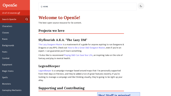Dungeons and Dragons (Alternate)'s website screenshot