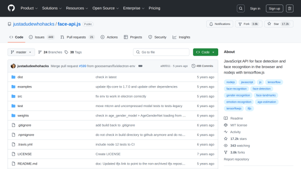 Face-api.js's website screenshot