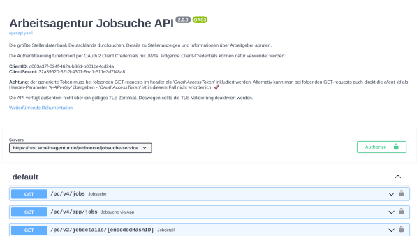Arbeitsamt's website screenshot
