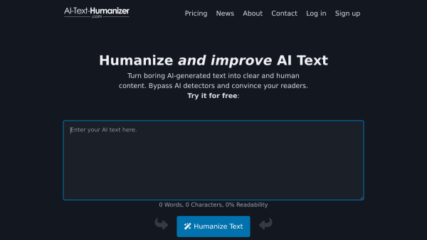 AI-Text-Humanizer's website screenshot