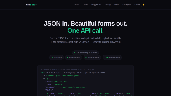 FormForge's website screenshot