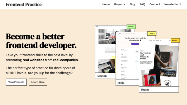 Frontend Practice's website screenshot