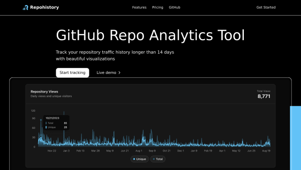 Repohistory's website screenshot