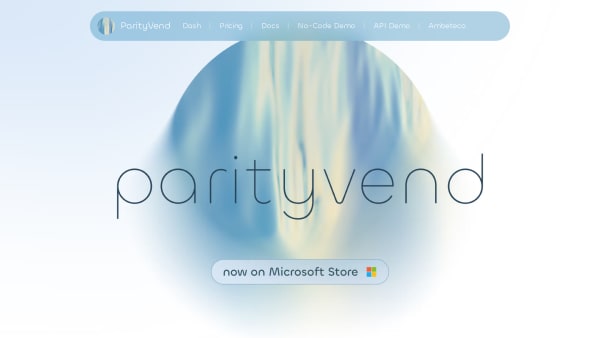 ParityVend's website screenshot