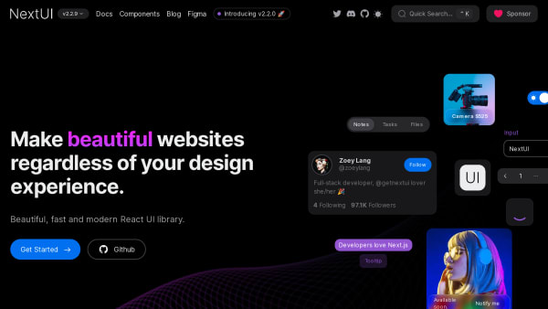 NextUI's website screenshot