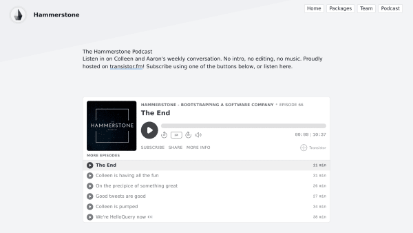 The Hammerstone Podcast's website screenshot