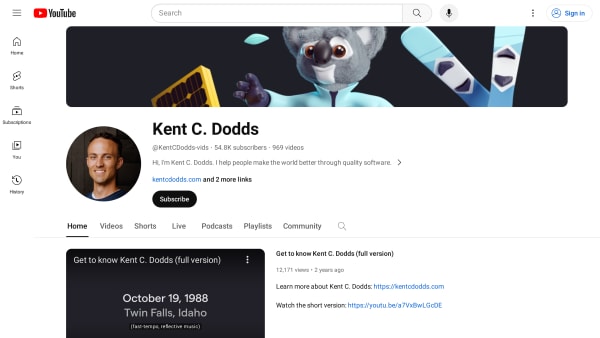 Kent C. Dodds's website screenshot