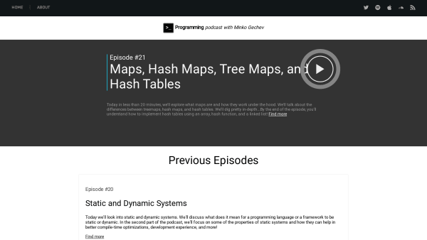 Programming podcast's website screenshot