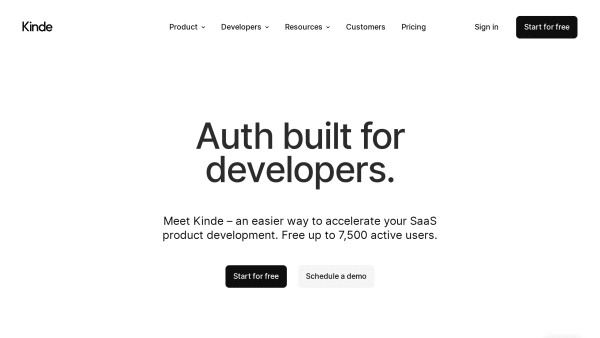 Kinde's website screenshot