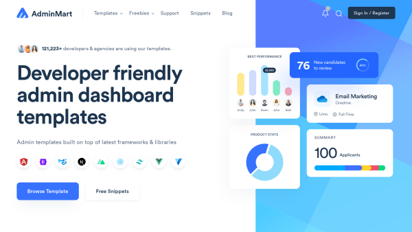 AdminMart's website screenshot