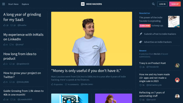 Indie Hackers's website screenshot