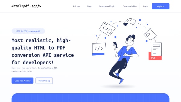 Html2PDF's website screenshot