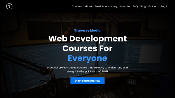 Traversy Media's website screenshot