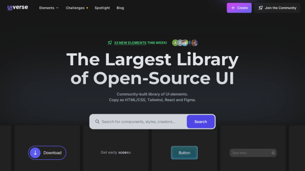 Uiverse's website screenshot