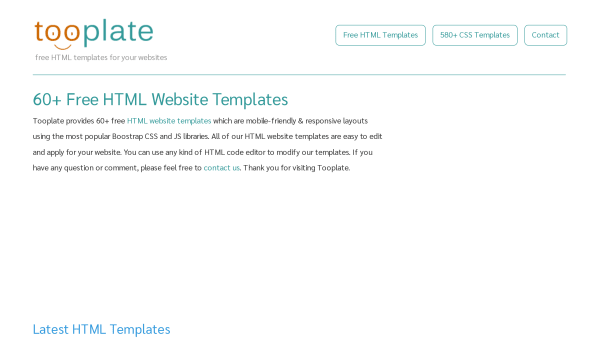 Tooplate's website screenshot