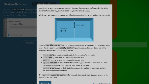 Flexbox Defense's website screenshot