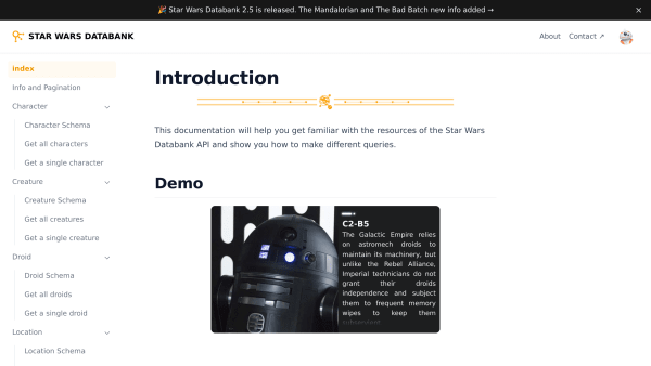 Star Wars Databank's website screenshot