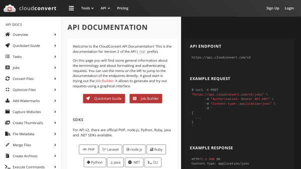 CloudConvert's website screenshot