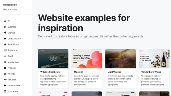 Websitevice's website screenshot
