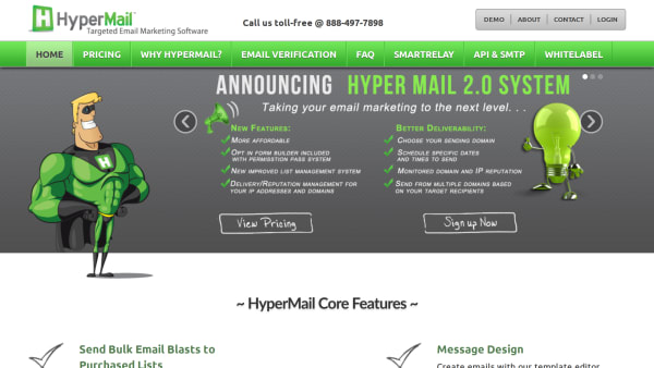 Hypermail's website screenshot
