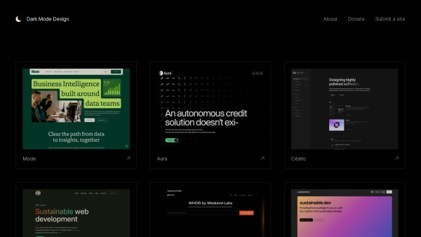 Dark Mode Design's website screenshot