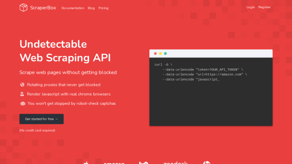scraperBox's website screenshot