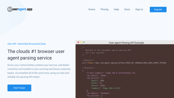 UserAgent's website screenshot