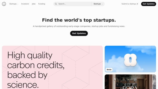 Startups Gallery's website screenshot
