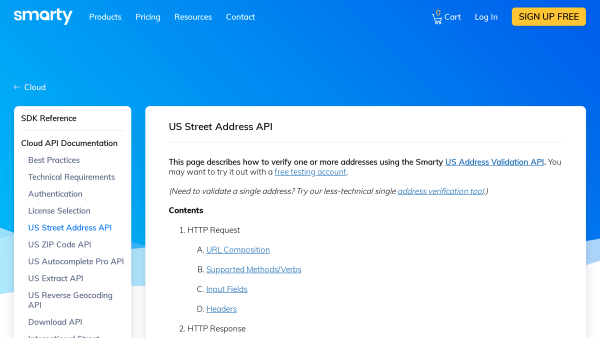 US Street Address's website screenshot