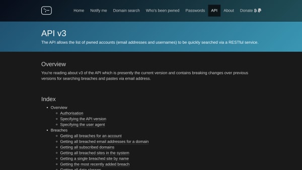 HaveIBeenPwned's website screenshot