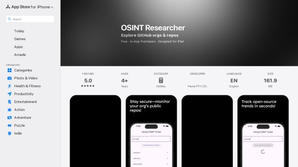 OSINT Researcher's website screenshot