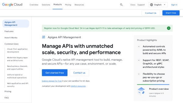 Apigee's website screenshot