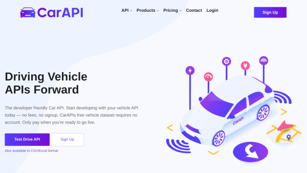 CarAPI's website screenshot