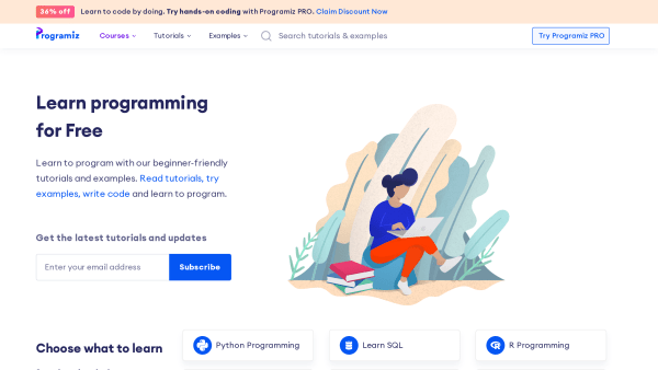 Programiz's website screenshot