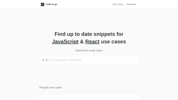 Code to go's website screenshot
