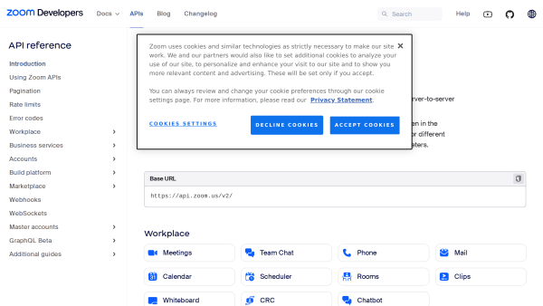 Zoom's website screenshot