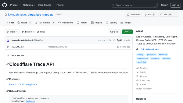 Cloudflare Trace's website screenshot