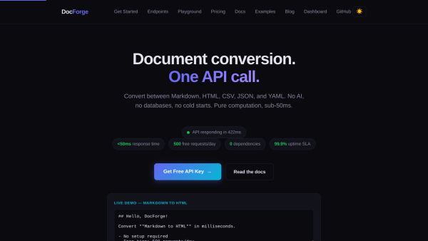 DocForge's website screenshot