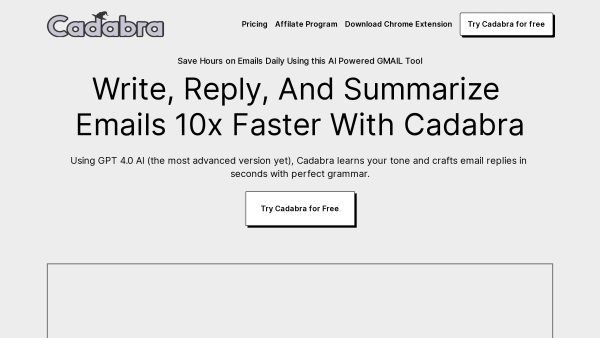 Cadabra's website screenshot