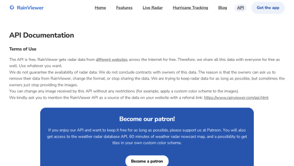 RainViewer's website screenshot