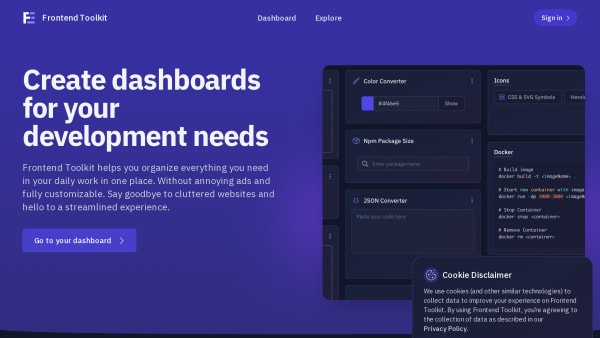 Frontend Toolkit's website screenshot