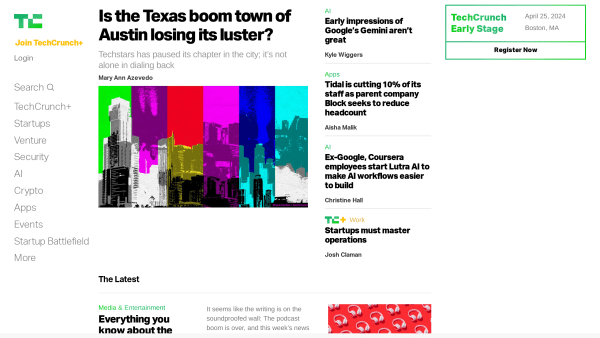 TechCrunch's website screenshot