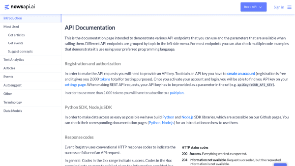 NewsAPI.ai's website screenshot