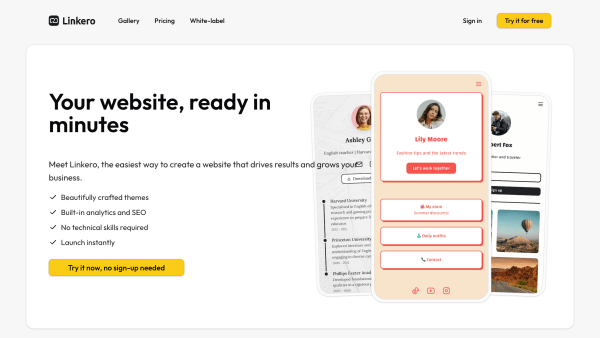 Linkero's website screenshot