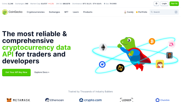 CoinGecko's website screenshot