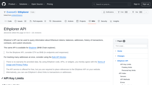 Ethplorer's website screenshot